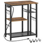YATINEY Movable Bakers Rack, Microwave Stand with Charging Station, Kitchen Storage Rack with Hooks and Basket, Casters and Adjustable Feet, for Small Space, Kitchen, Dining Room, Rustic Brown HB04UBR - color: Rustic Brown + Black