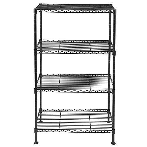 4-Tier Wire Shelving Unit, Adjustable Steel Storage Rack with Leveling Feet, Freestanding Metal Shelves, for Kitchen Pantry Closet Laundry Garage, Black - color: Black, 4 Tier-19.69"