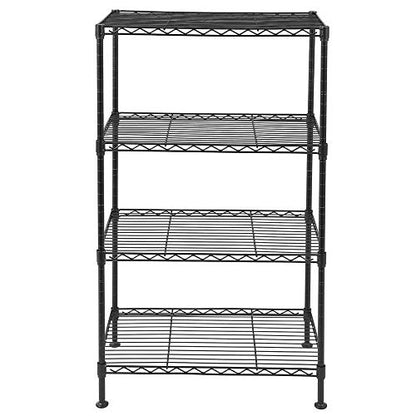 4-Tier Wire Shelving Unit, Adjustable Steel Storage Rack with Leveling Feet, Freestanding Metal Shelves, for Kitchen Pantry Closet Laundry Garage, Black - color: Black, 4 Tier-19.69"