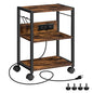 MAHANCRIS Industrial Printer Cart, 3-Tier Mobile Printer Stand, Rolling Cart with Power Outlets and USB Ports, Home Printer Stand with 2 Hooks, for Office, Living Room, Rustic Brown PTHR40E01Z - color: Rustic Brown