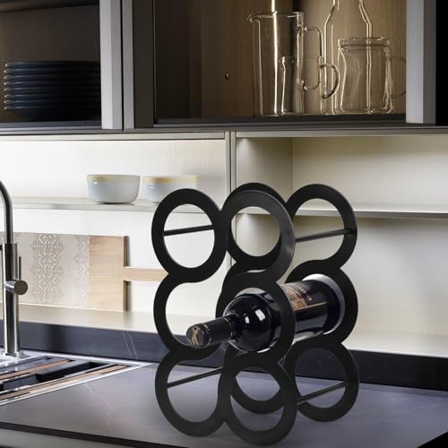 Wine Rack Countertop, Freestanding Creativity Modern Small Wine Holder, Tabletop Wine Stand for Kitchen Wine Bar Inside Cabinet, Pantry Decor-6 Bottle (Diameter < 3 inches)