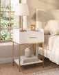 Nightstand,3-Tier Modern Night Stand,Bedside Table with Storage Drawer and Shelf,Small Side Table for Bedroom,Living Room,White - color: White