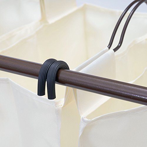 Household Essentials 7173 Rolling Quad Laundry Sorter with Removable Hamper Bags | Antique Bronze Frame - color: Natural/Bronze