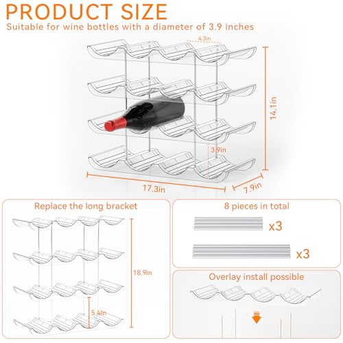 Yieach 4 Tier Stackable Wine Racks Countertop,Sturdy and Durable Wine Rack Free Standing Floor for Inside Cabinet,Clear Water Bottle Organizer and Wine Storage Racks Holder for Pantry,Table,Kitchen - size: 4 Pack-Hold 16 Bottle