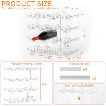 Yieach 4 Tier Stackable Wine Racks Countertop,Sturdy and Durable Wine Rack Free Standing Floor for Inside Cabinet,Clear Water Bottle Organizer and Wine Storage Racks Holder for Pantry,Table,Kitchen - size: 4 Pack-Hold 16 Bottle