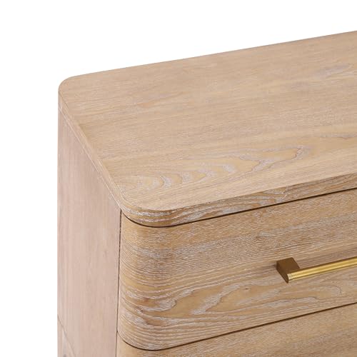 Christopher Knight Home Egbert Modern Nightstand with Drawers, Wooden Small Night Stand with Rounded Corners Design, Bedside Table/End Table for Bedroom, Multipurpose Storage Cabinet, Natural