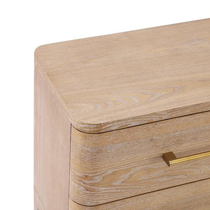 Christopher Knight Home Egbert Modern Nightstand with Drawers, Wooden Small Night Stand with Rounded Corners Design, Bedside Table/End Table for Bedroom, Multipurpose Storage Cabinet, Natural