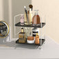 2-Tier Bathroom Organizer Countertop Storage Shelf, Vanity Tray Cosmetic Stackable Storage Rack, Kitchen Spice Rack (Chrome + Black) - color: Black + Sliver