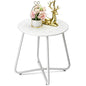 danpinera Outdoor Side Tables with Flower Cut Outs, Weather Resistant Steel Patio Side Table, Small Round Outdoor End Table Metal Side Table for Patio Yard Balcony Garden White - color: White