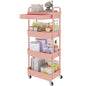 Calmootey 4-Tier Rolling Utility Cart with Drawer,Multifunctional Storage Organizer with Plastic Shelf & Metal Wheel,Storage Cart for Kitchen,Bathroom,Living Room,Office,Pink | Space-Saving Organizer, Sturdy Plastic Shelves, Smooth-Rolling Metal Wheels, B
