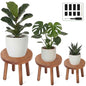 Pinkunn 3 Pcs Wood Plant Stand Indoor Plant Stand for 3-12 Inch Pots Mid-century Modern Plants Stool Plants Pot Holder Home Decor for Balcony Living Room Office Courtyard Detachable(Round Style) - style: Round Style