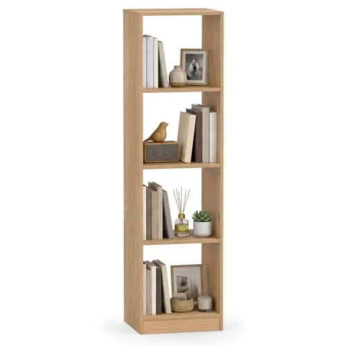 Tangkula 4 Cube Bookshelf, Freestanding 5 Tier Open Bookcase, Modern Cube Storage Organizer with Anti-toppling Device, Multipurpose Wooden Display Shelving for Living Room Study Office (1, Natural) - size: Natural