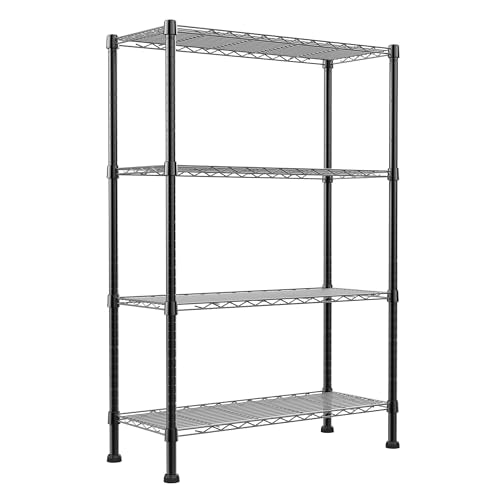 REGILLER 4-Wire Shelving Metal Storage Rack Adjustable Shelves,Standing Storage Shelf Units for Laundry Bathroom Kitchen Pantry Closet(Black,14.1" D x 30" W x 54" H) - size: 4tier 14.1"D x 30"W x 54"H