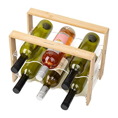 Mind Reader Wine Rack, Kitchen Decor, Countertop Organizer, Apartment Essential, Storage, Acrylic, 14" L x 8" W x 10.5" H, Brown - style: Wine Rack