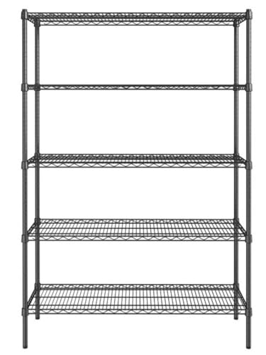 Black 5-Tier Metal Adjustable Freestanding Garage Storage Wire Shelving Unit (36 in. W x 72 in. H x 14in. D) - size: Black-5Tiers-36x14x72"