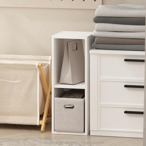Furinno Reed 2-Tier Closet Organizers and Storage, Closet Organizer, Open Shelf Closet Storage, for Wardrobe, Bedroom, Living Room, 8-Inch Width, White - color: White, size: 2-Tier; 7.9" W