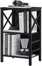 MNEETRUNG Small Bookshelf,3 Tier Industrial Bookcase with Metal Frame and Backboard,Low Black Book Shelf,Book case for Small Spaces,Living Room,Bedroom and Home Office - color: Black, size: 3-Tier (15.7"W x 11.8"D x 27.6"H)