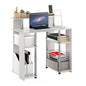 Furinno Jaya Simple Design Computer Writing Desk, White Oak/Stainless Steel | Raised Hutch and Open Shelf, Simple Design Computer Writing Desk, Office Desk for Home Office, Bedroom - color: White Oak/Stainless Steel