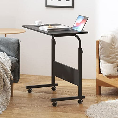 DlandHome Mobile Bed Table 31.5 Inch, Adjustable Side Table Laptop Computer Stand Desks with Tablet Slot Cart Tray Wheels,Black#2 - color: Black#2, size: 31.5 Inch