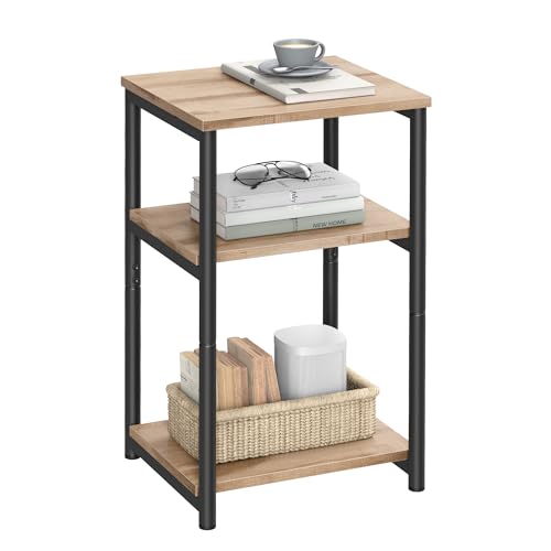 VASAGLE BARNET Collection - Side Table, Small End Table for Living Room, Modern Tall Nightstand, Bedroom, Office, Bathroom, Steel Frame, Camel Brown and Ink Black ULET273B50 - color: Camel Brown + Ink Black