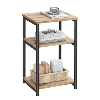 VASAGLE BARNET Collection - Side Table, Small End Table for Living Room, Modern Tall Nightstand, Bedroom, Office, Bathroom, Steel Frame, Camel Brown and Ink Black ULET273B50 - color: Camel Brown + Ink Black