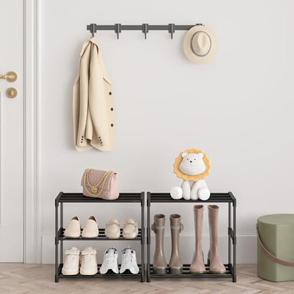 Autonomier 3 Tier Extra Small Shoe Rack (16.3" Wide), Lightweight Shelf | Narrow Stackable Shoe Shelf for Kids Toddler Adult, Shoe Storage Organizer for Closet Dorm, Front Door Entrance, Entryway - size: 3-Tier