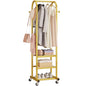 Dttwacoyh Clothing Rack with Wheels,Narrow Metal Garment Rack,Gold | Easy to install, 71.8 Inches Display Rack with 4 Side Hooks & 3 Shelves,for Small Flats, Bedroom, Entryway,Gold Clothes Rack - color: Gold