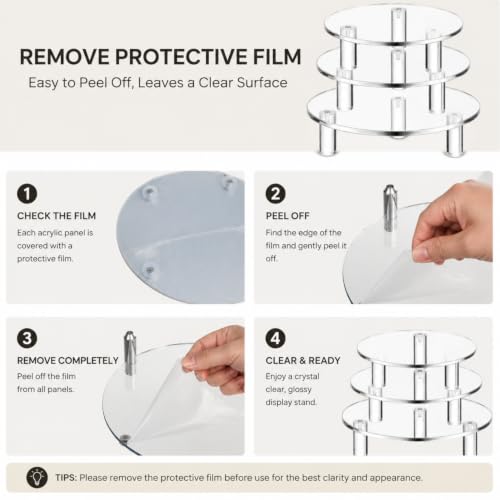 Lineshading 3 Pcs Round Acrylic Display Riser Clear Round Stands Clear Pedestal Riser Board for Cake Plant Dessert Jewelry Collectible Cupcake Figure Wedding Birthday Party Decor(5'', 6'', 8'') - size: 5'',6'',8'', style: Round