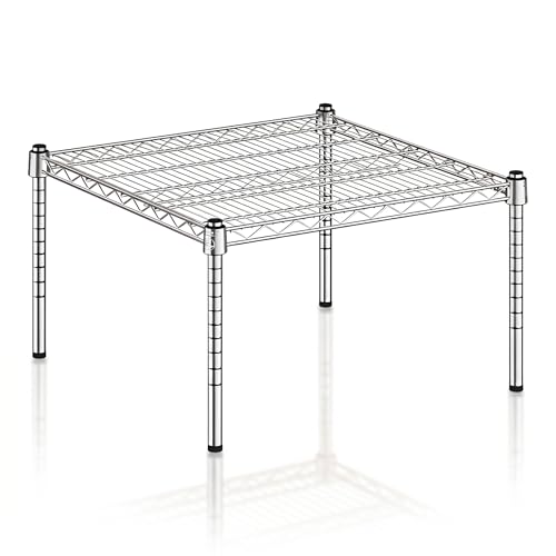 24" x 24" x 14" Chrome Wire Storage Shelf, Dunnage Rack, Commercial 1 Tier Small Shelf - color: Silver, size: 24"D x 24"W x 14"H