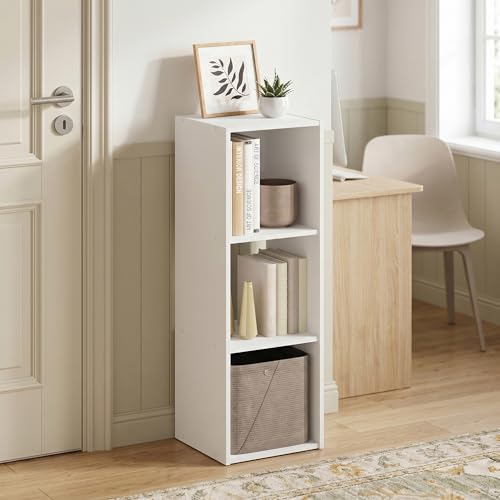 3 Cube 3x1 Storage Organizer Cabinet Bookshelf, Bookcase with Open Back & Closed Back Cubes, Book Shelf, 11.6 x 12.2 x 35.9, for Bedroom, Home Office, Living Room, White - color: White, size: 3 Tier