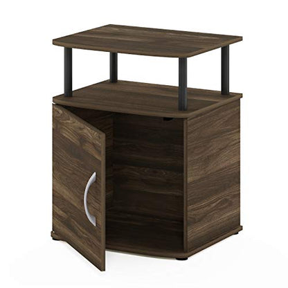 Furinno JAYA End Side Sofa Table/Nightstand with Door, 1-Pack, Columbia Walnut/Black - color: Columbia Walnut/Black, size: 1-Pack
