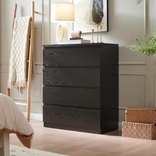 Nightstand with Drawers, Bedside Table with Drawers, Sofa Side Table Storage Cabinet, Night Stand for Bedroom Living Room (1, 4 Drawers Black, 31.5" W×15.7" D×38.1" H) - color: 4 Drawers Black, 31.5"w