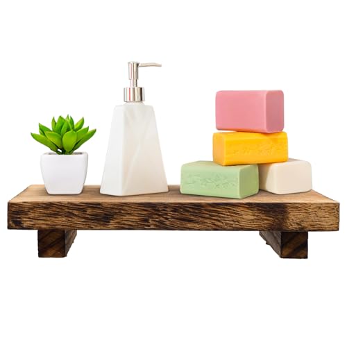 2pcs Wood Pedestal Stand, Wooden Riser Soap Tray for Kitchen Counter Sink Stand Decorative Rustic Bathroom Dishes Table Decor (9 * 6inch)