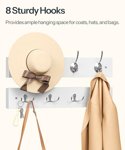 HOOBRO Shoe Storage Bench with Cushion, Entryway Bench with Coat Rack Set, Small Shoe Storage Organizer with Adjustable Shelf, for Narrow Hallway Foyer, Bedroom, White and Gray WG28HX01