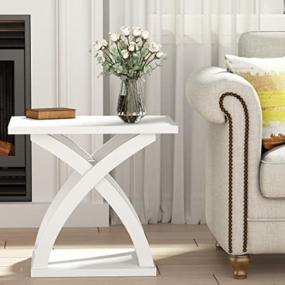 ChooChoo End Side Table,Modern End Table with Storage Shelf | Simple shape, Living Room,White - color: White, size: 15.7"D x 21.7"W x 19.6"H