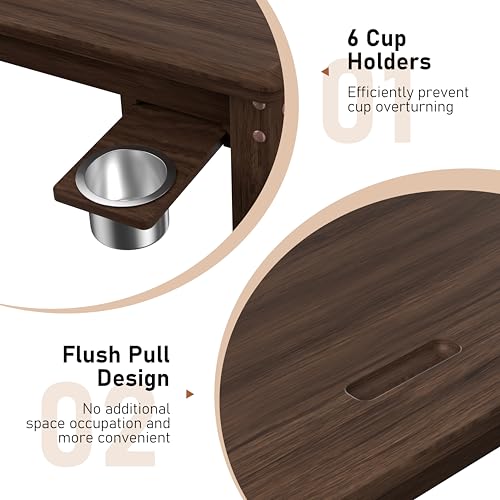 Yardenaler Solid Wood Board Game Table, Gaming & Dining Table with 58” x 33” Big Gaming Space and Removable Top, Seats 4 to 6 Players, Includes Leatherette Play Mat, 6 Cup Holders & Flush Pull Design - size: 63"L x 38.2"W x 30.4"H