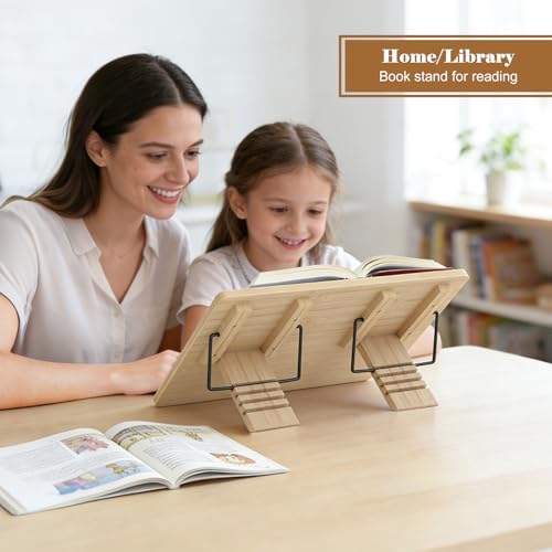 Slant Board for Writing Adjustable Slanted Writing Board Easel for Desk | Bamboo Writing Board Stand with Metal Clip, 4 Adjustable Angles, Foldable Slanted Clipboard for Handwriting, Reading, Drawing