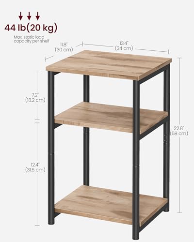 VASAGLE BARNET Collection - Side Table, Small End Table for Living Room, Modern Tall Nightstand, Bedroom, Office, Bathroom, Steel Frame, Camel Brown and Ink Black ULET273B50 - color: Camel Brown + Ink Black