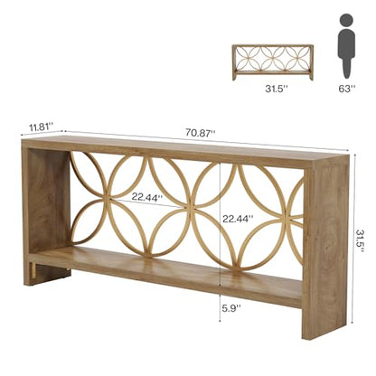 Tribesigns 70.9-Inch Narrow Sofa Table, FarmhouseLong Sofa Table Behind Couch, Entry Console Table with Storage for Entryway, Living Room, Foyer, Unique Design, Natural - color: Natural