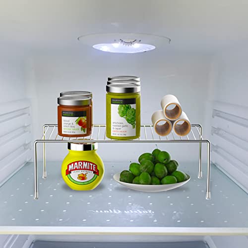 iPEGTOP Large (15.7 x 9.4 Inch) Kitchen Freezer Cabinet Organizer Shelf, Set of 4 Rustproof Metal Wire Shelves Spice Shelf Rack Cupboard Storage for Fridge Pantries Countertops Utensils, Chrome - color: Chrome
