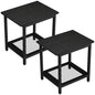 2-Tier Outdoor Side Table with Storage, Weather Resistant Patio End Table, HDPS Small Accent Table for Deck, Garden, Pool, Backyard, Black 2pcs - color: 2pcs-black