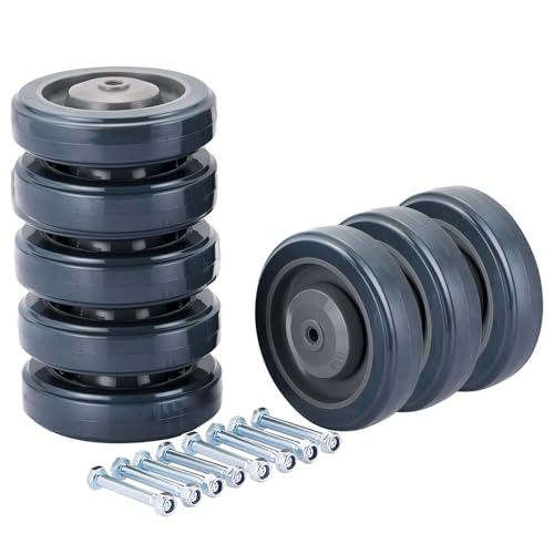 MAOPINER 8 Pack 5" Shopping Cart Wheels, TPU Casters with Screws, Grey | Ball Bearing Replacement Wheels for Grocery, Supermarket and Utility Carts, Polyurethane Tread Casters for Smooth Rolling