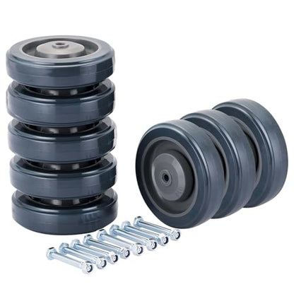 MAOPINER 8 Pack 5" Shopping Cart Wheels, TPU Casters with Screws, Grey | Ball Bearing Replacement Wheels for Grocery, Supermarket and Utility Carts, Polyurethane Tread Casters for Smooth Rolling