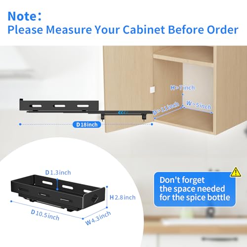 BOIVSHI Pull Out Spice Rack Organizer for Cabinet, Heavy Duty Spice Organizer for Cabinet, Vertical Spice Rack for Kitchen, Cabinet, Pantry, Cupboard (4.2''Wx10.5''Dx2.8''H, Metal Black) - size: 4.2''Wx10.5''Dx2.8''H,1 Tier
