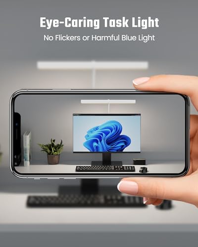 SUPERDANNY LED Desk Lamp for Home Office, Eye-Caring Desk Light with Adjustable Gooseneck, 12W Touch Control Dimmable Brightness, Architect Clamp Lamp with USB Adapter, White - color: White, size: Desk Clamp