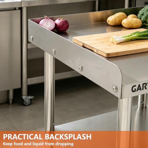 Garvee Stainless Steel Curved Edge Equipment Table Without Wheels, Heavy Duty 48x28x26 inch Commercial Prep Table, 0.7mm Thick - size: 48*28*26inch