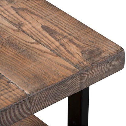 Alaterre Furniture Pomona Solid Wood 3-Tier End Table, Rustic Brown, 20” | Small Side Table or Nightstand with Storage Shelf and Metal Legs, Rustic Farmhouse Chair Side Table for Living Room & Bedroom - color: Rustic Brown