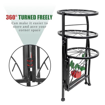 N.B.Y. 3 Tier Metal Plant Stand Indoor Outdoor Fold Waterproof Flower Plant Fit For Garden Balcony Patio Living Room Balcony Office Yard