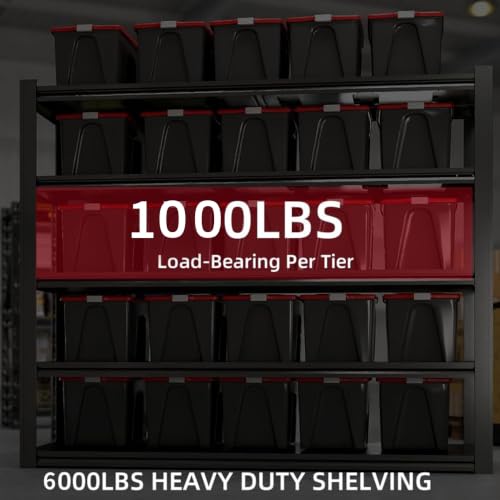 6T 62" W x 24" D x 84" H Garage Shelving Heavy Duty Metal Shelving 6000LBS Storage Shelves Adjustable Metal Shelves for Storage Industrial Garage Shelves for Warehouse Basement - size: 6T 62" W x 24" D x 84" H