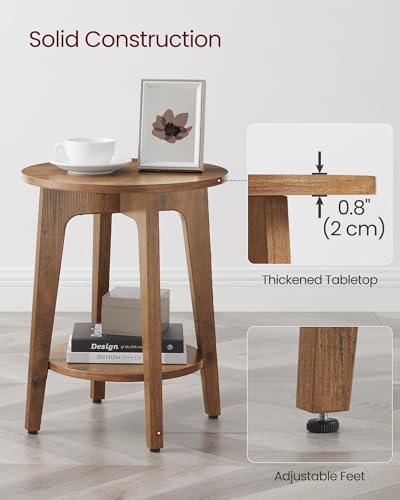 VASAGLE MAEZO Collection - Set of 2 Side Tables, 2-Tier Small Round End Tables, Nightstands with Tapered Legs, Curved Transitions, for Small Spaces, Living Room, Bedroom, Honey Brown ULET289K01 - color: Honey Brown, size: 2 pack